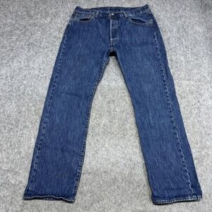 Levis 501 Jeans Mens 38x34 Blue Straight Button Fly Denim Pants Western Cowboy